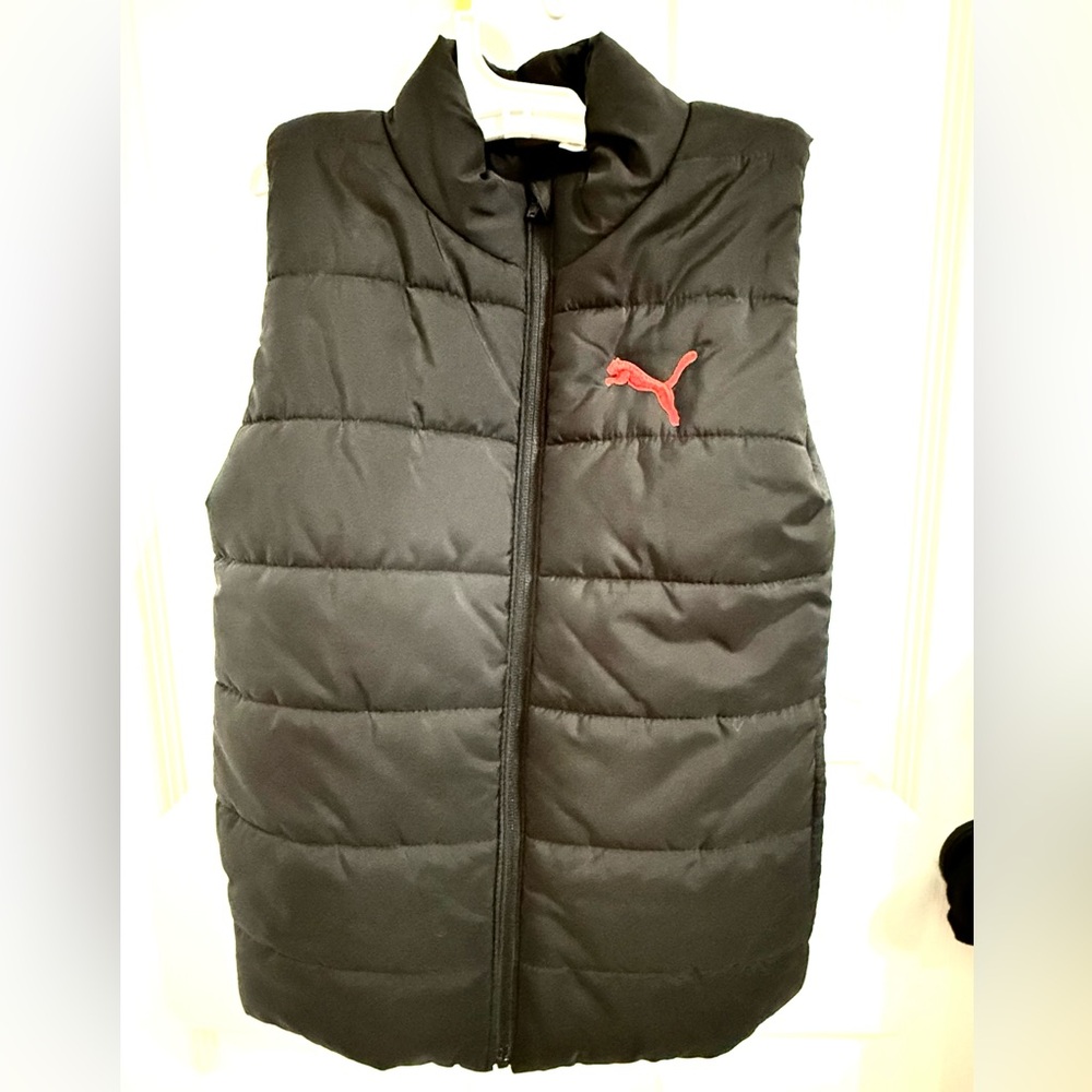 Puma Black Puffer Vest with Red Logo EUC